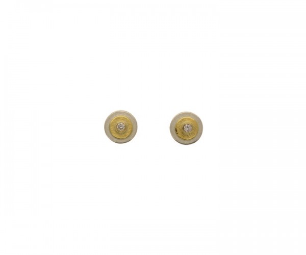 Ohrstecker Silber 925 Bicolor Brillanten 0,03ct