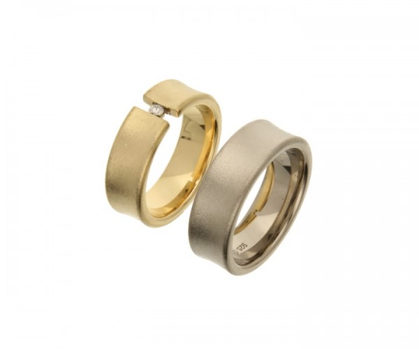Trauringe Gelbgold 750 Silber 925 Brillant 0,06ct