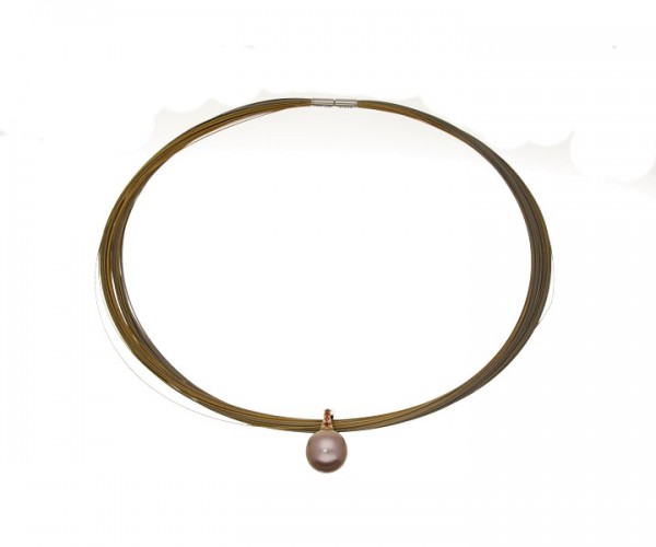 Collier Gelbgold 750 Rubin Frischwasser-Zuchtperle