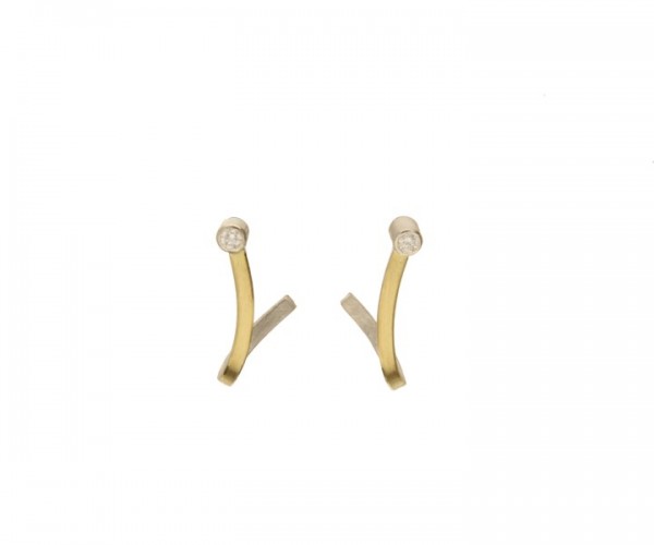 Ohrstecker Silber 925 Bicolor Brillanten 0,06ct