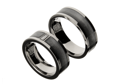 Palladium-Trauringe mit Colorit und Diamant